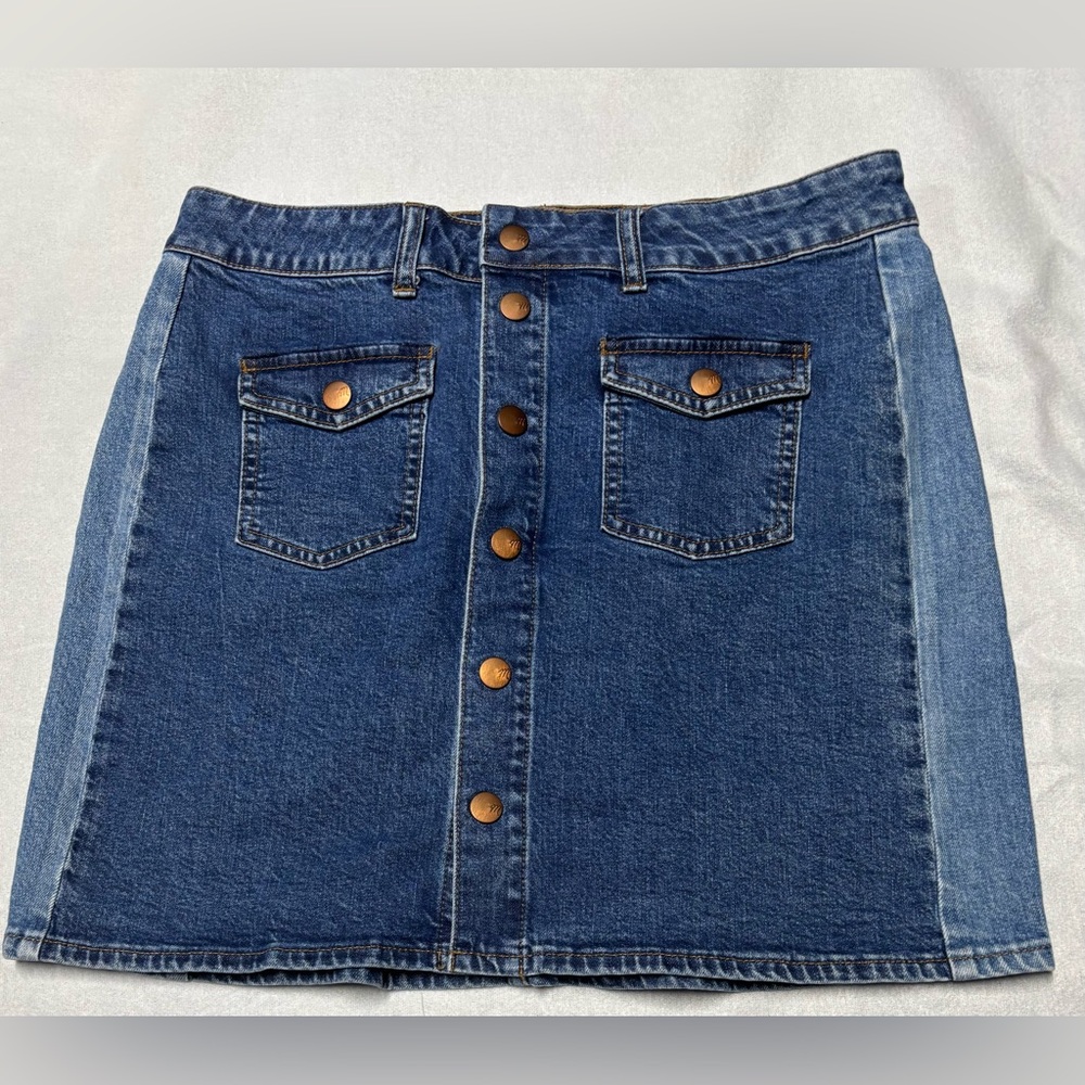 Madewell Blue Denim Mini Skirt with Button Detail